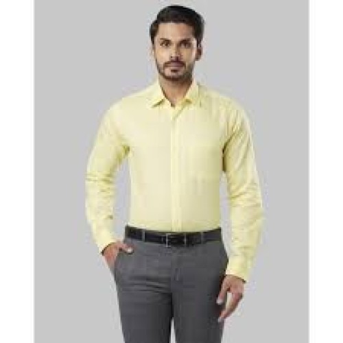 Yellow Cotton Office Formal Shirt