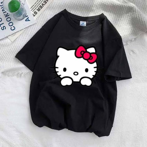 Hello Kitty Cartoon Drop Shoulder T-Shirt