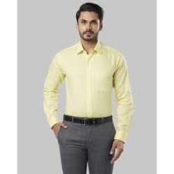 Yellow Cotton Office Formal Shirt